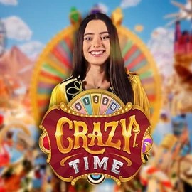 Crazy Time online game logo by Evolution on slotrushapp.com