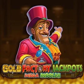 Gold Factory Jackpots Mega Moolah casino game by Aurum Signature Studios – featured logo at Slotrush Casino